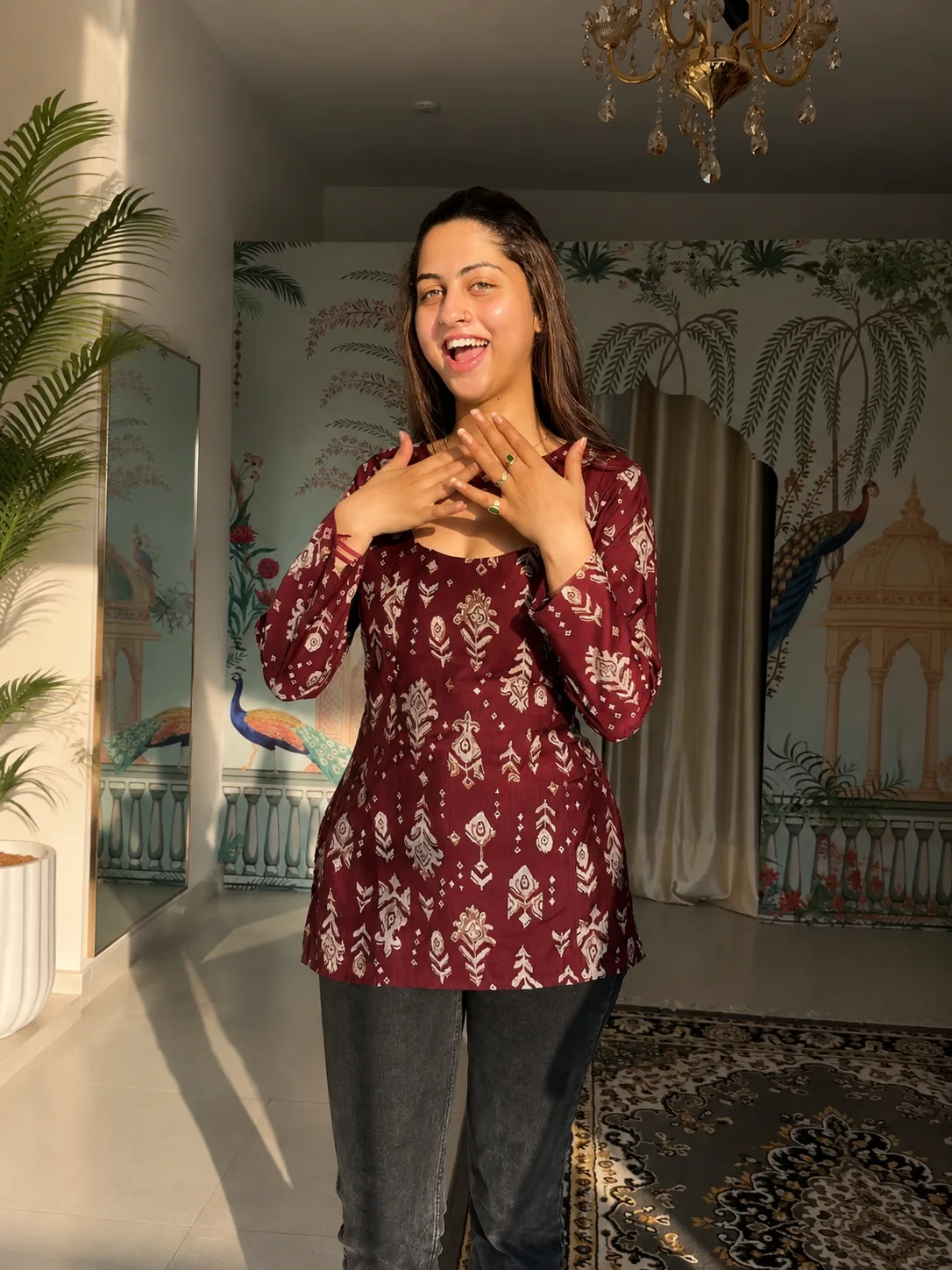 Maroon Printed Kurti — Riwaayat by SKCouture
